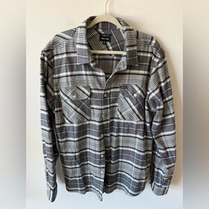 Brixton Bowery standard fit flannel shirt in black and charcoal plaid Size XL